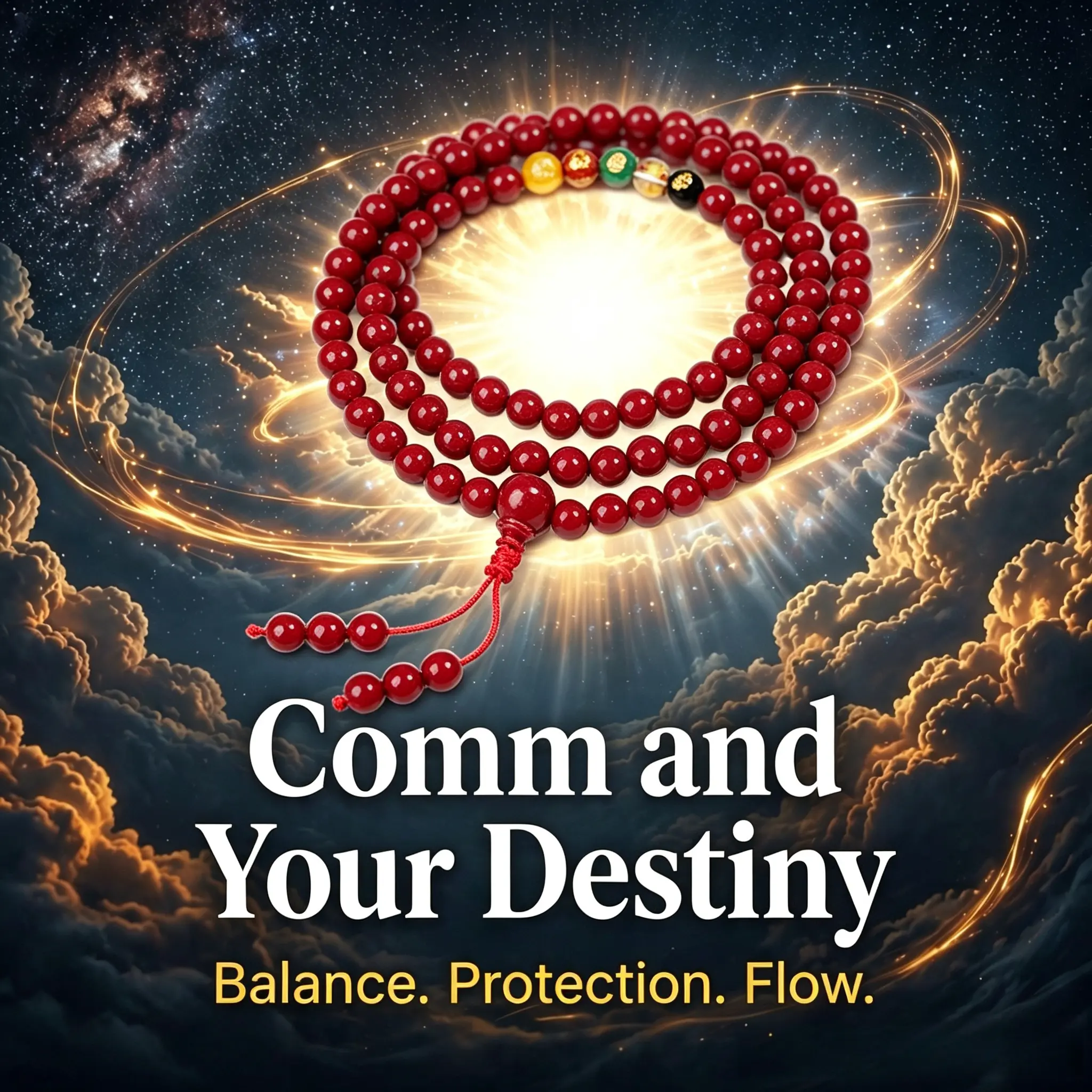 Unisex 108-Bead Mercury-Free Cinnabar Resin & Agate Crystal Bracelet - 5-Element Feng Shui 5 Gods Wealth Symbol, 54cm/21.26in Elegant Ethnic Traditional Chinese New Year Arm Candy, Antistress Jewelry for Executives' Career Growth