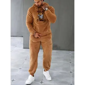 Men's Casual Graphic Hoodie Set, Bear & Slogan Print Design, Comfortable Street Style Sweatshirt, Perfect for Daily Wear