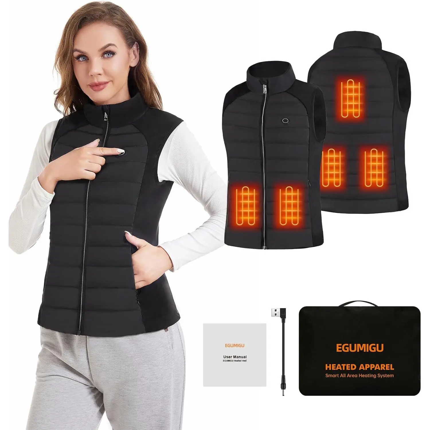 Women's Heated Electric Outerwear Coat Jacket, Ideal for Outdoor Activities, Battery Not Included, Functional Clothes for Gifting, Basic