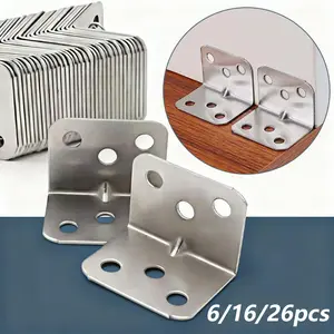 6/16/26pcs right angle corner bracket fasteners, used for furniture, tables, chairs, cabinets, L-shaped corner brackets, mounting brackets, sturdy bracket, fixing connectors, hardware accessories
