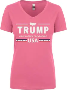 Women's Trump Make America Great Again USA MAGA Juniors V-Neck T-Shirt