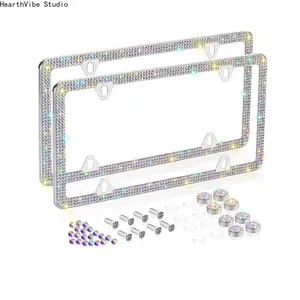 US standard, Canada, Mexico, three countries general diamond-encrusted license plate frame, three styles, four-hole glass diamond license plate frame
