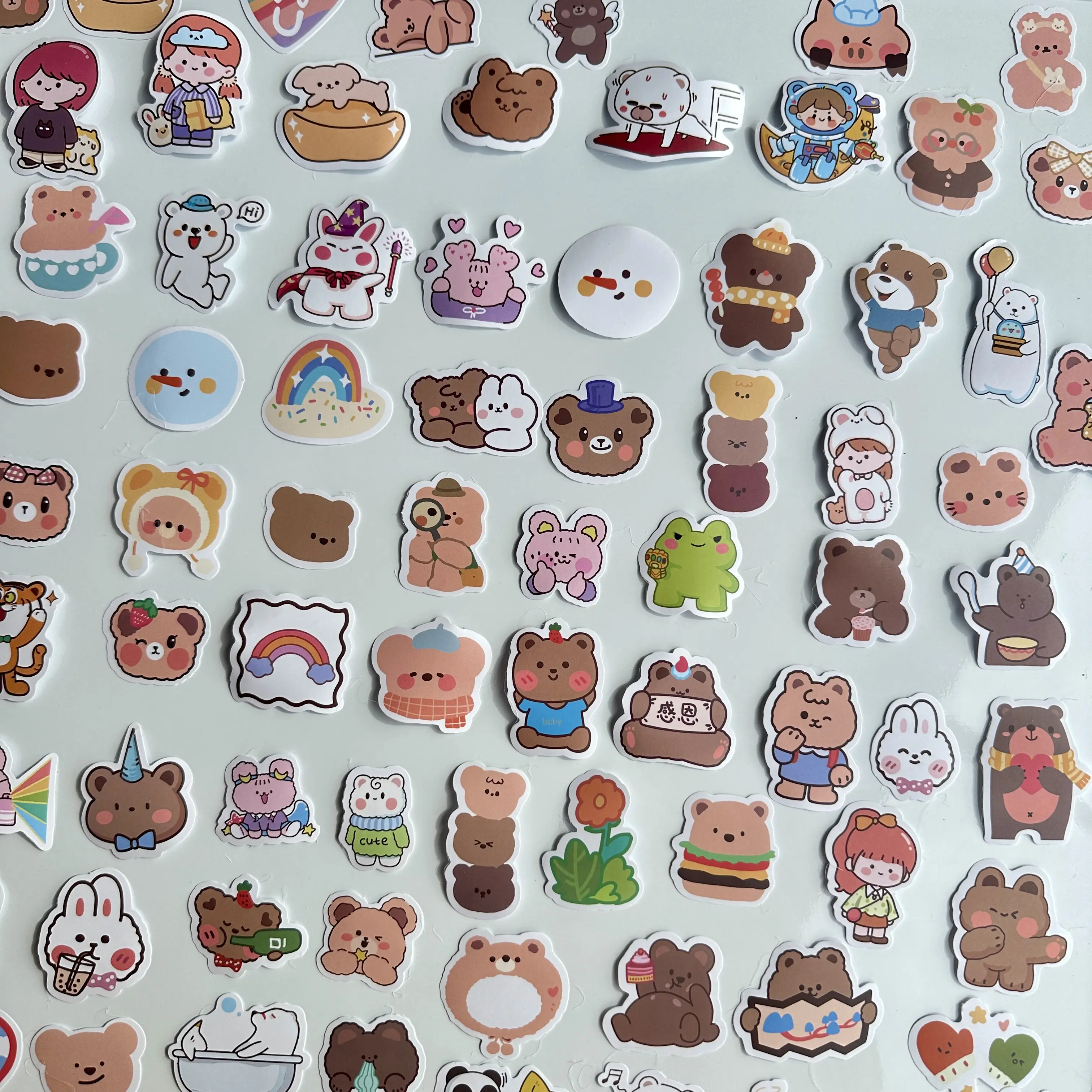 100 Pcs Cute Bear & Friends Stickers | Kawaii Animal Decals for Planners, Journals and Crafts
