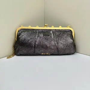 Pre-owned miu miu Calfskin Shoulder Bags Crystal Silver CPU0531