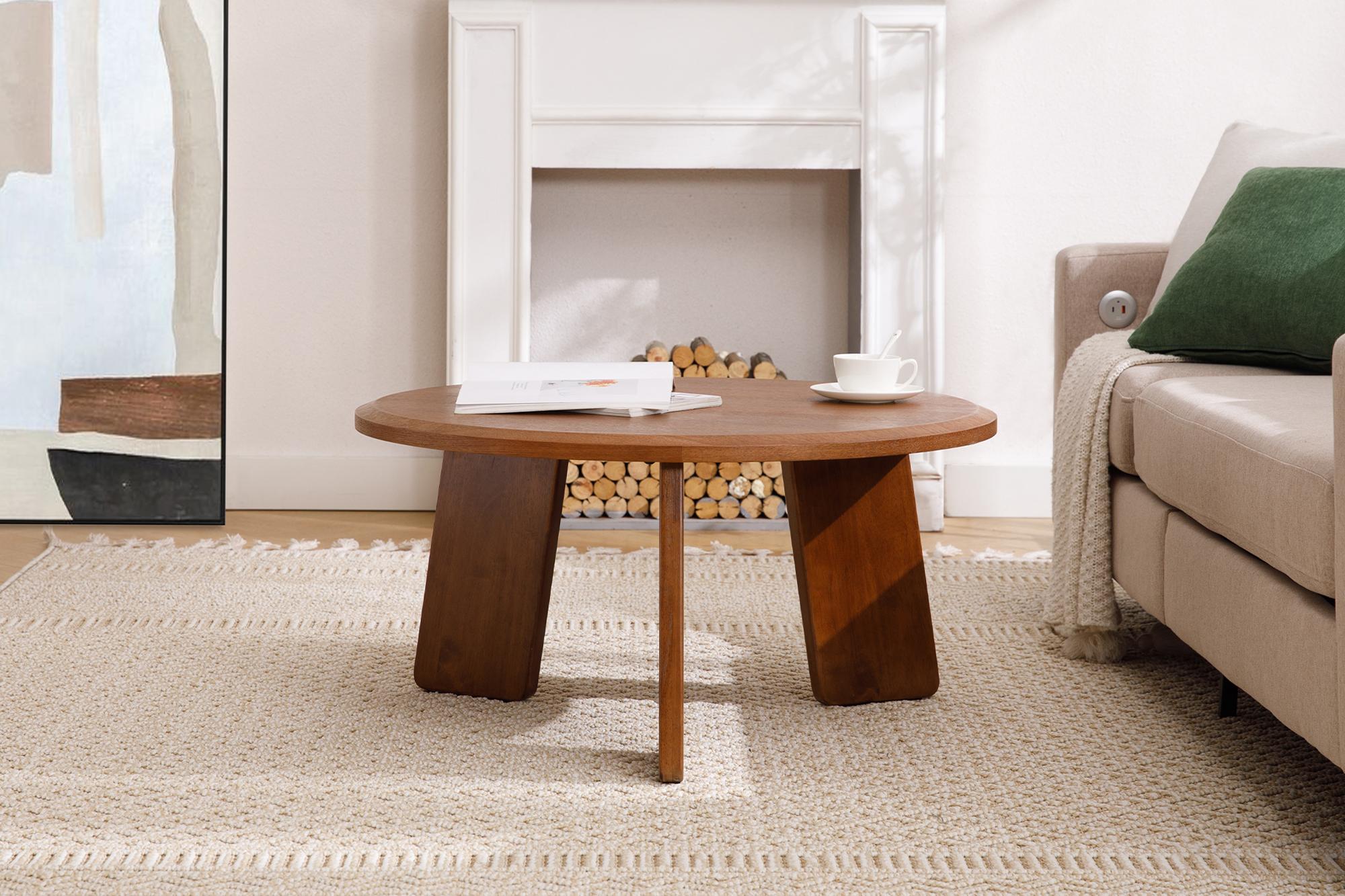 DAYALANE 32" Coffee Table for Living Room, Modern Small Round Coffee Table, Accent Table Cute Circle End Table for Small Space, Walnut