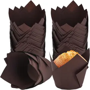 Elegant Tulip Cupcake Liners 50Pcs - Premium Baking Cups for Muffins, Perfect for Weddings, Birthdays & Special Celebrations Bakeware