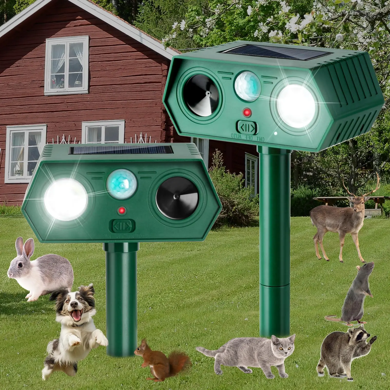 Solar Powered Animal Repeller, Outdoor Animal Repeller, Mosquito Zapper Killer, Animal Repellent with Led Flashlight, Pet Supplies for Yard, Lawn, Far