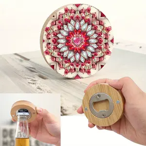 Wooden Magnetic Bottle Opener Bottle Opener & Diamond Painting Fridge Magnet Diamond Painting Refrigerator Magnet Bottle Opener Decorative Kitchen Tool DIY Craft Project for Fridge Decoration & Gifts