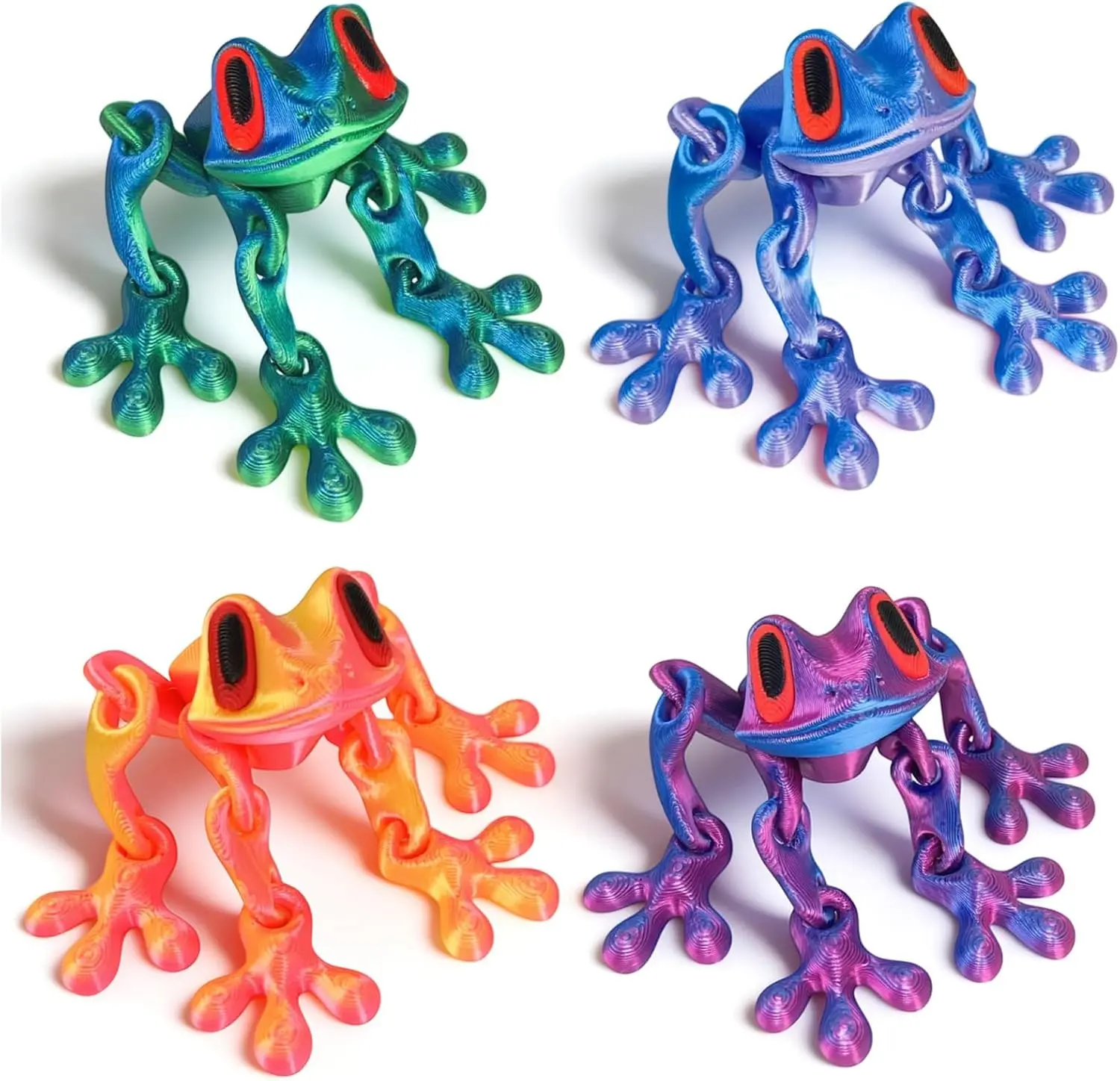 4pcs Multi-Color Plastic 3D Printed Magnetic Jointed Jumping Frogs, Cute Realistic Refrigerator Magnets, Creative Home Office Decor Gift