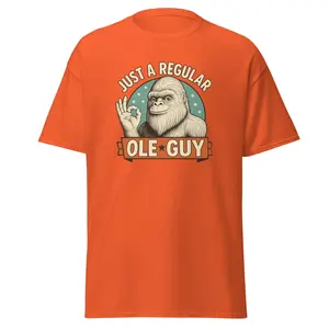 Regular Ole Guy | Funny Bigfoot Tee in Orange – STICKS 'N STONES™ Original Unisex classic tee