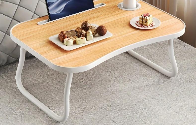 Portable Foldable Laptop Bed Table with Storage Drawers & Cup Holders Study Bed Desk for Sofa/Floor Office Convenient for Carrying Outside