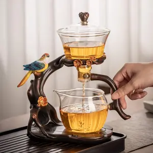 Glass tea set for home use, magnetic semi-automatic lazy tea brewing, office kung fu tea cup and teapot small set