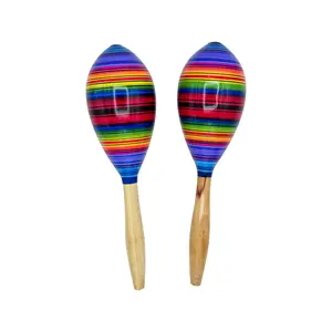 Colorful Maracas Set – Hand-Painted Wooden Percussion Instruments, Pair of 2 for Mexican Fiestas, Parties, Music & Decor