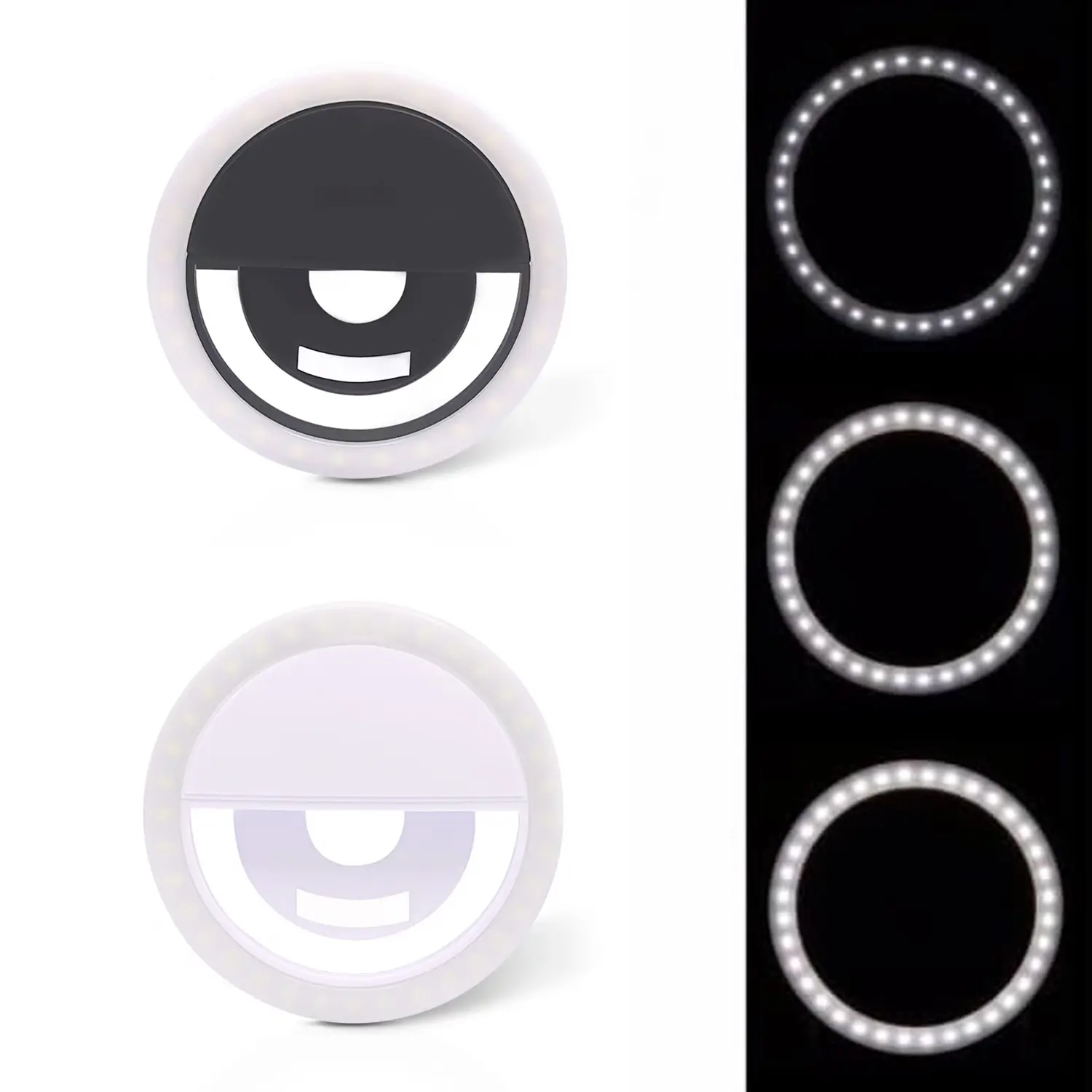 Rechargeable Selfie Ring Light for Phone, 36 LED Portable Clip-On Light, Adjustable Selfie Lamp for TikTok Makeup & Photoshoot, Night Selfie Enhancing Light, Cute Gift for Girlfriend, Cellphone Photography LED Light Smartphone Black
