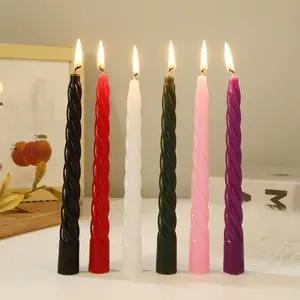 Colorful Twisted Long Rod Candle, Home Use Smokeless Romantic Wedding Classic Spiral Candlestick Holder, Decorative Candlesticks