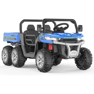 GARVEE 24V Kid Truck, 4WD 6-Wheel Off-Road 2-Seater Electric Ride-On Dump UTV, Rechargeable Battery, Parental RC, Dump Bed, Music Horn, Blue - Ideal for Older Children