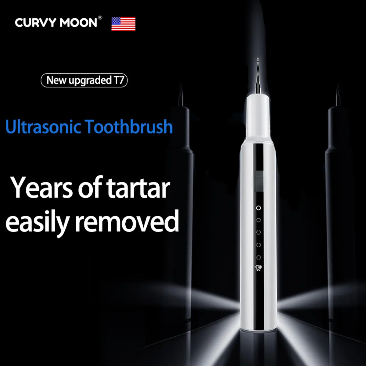 CURVY MOON Oral Plaque/Tartar Remover, Tartar Removal Teeth Cleaning Kit with LED Light and 5 Adjustable Modes, Cleaning Waterproof Cleansing electric teeth cleaner summerwins
