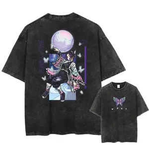 Demon Slayer Vintage T-shirts V2, Acid Wash Shirt,Anime Clothing, Gif for men, Y2K shirts
