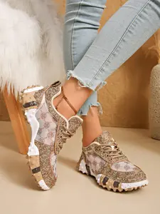 Women's Letter Print Comfortable Thick Sole Rhinestone Shoes, Casual Streetwear Athletic Sneakers, All-Season Low Top Design