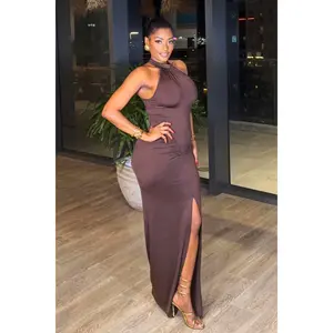 COCOA SIREN MAXI GOWN - CHOCOLATE