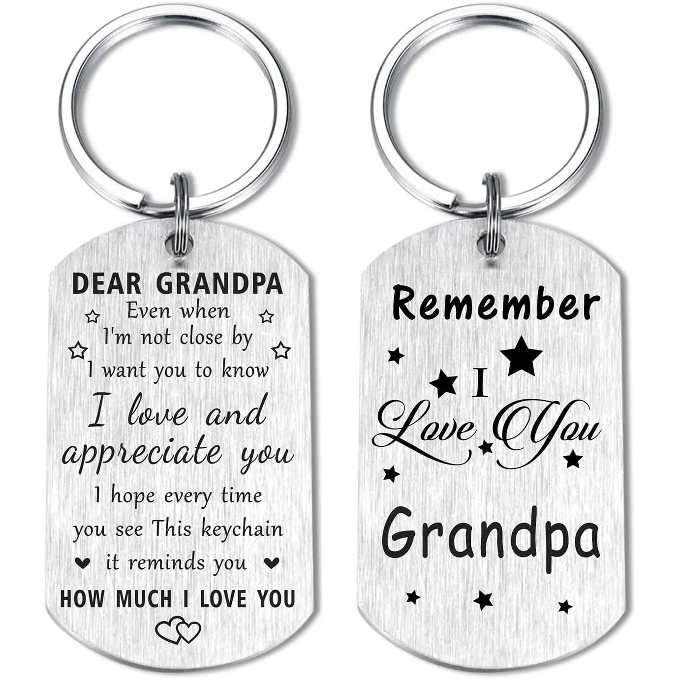 Remember I Love You Grandpa Fathers Day Gift Keychain - Happy Birthday Gift Ideas for My Grandpa, Personalized Grandfather Fathers Day Key Chain for Men