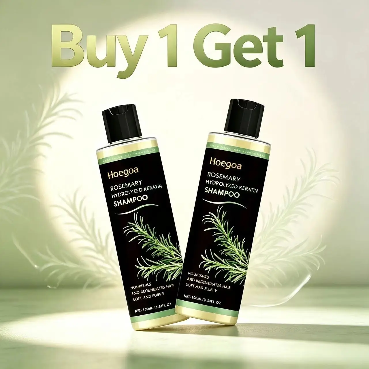 Rosemary Keratin Shampoo (Buy 1 Get 1 Free) — Plant-based, gentle formula that nourishes, strengthens, adds volume, and repairs dry, damaged hair; suitable for all hair types