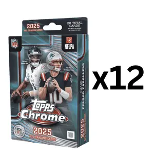 1212 NFL FOOTBALL: HANGERS ARE BANGERS! 2025 TOPPS CHROME FOOTBALL HANGER BOXES (12) - CHASE AUTOGRAPHS / RELICS / NUMBERS