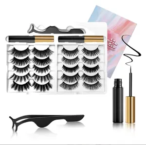 Magnetic Eyelashes Kit - 10 Pairs Lightweight 3D Natural Look Magnetic Lashes with Eyeliner & Tweezers, Reusable Mink False Eyelashes, Sweatproof, No Glue Needed, Easy to Apply (10pairs)