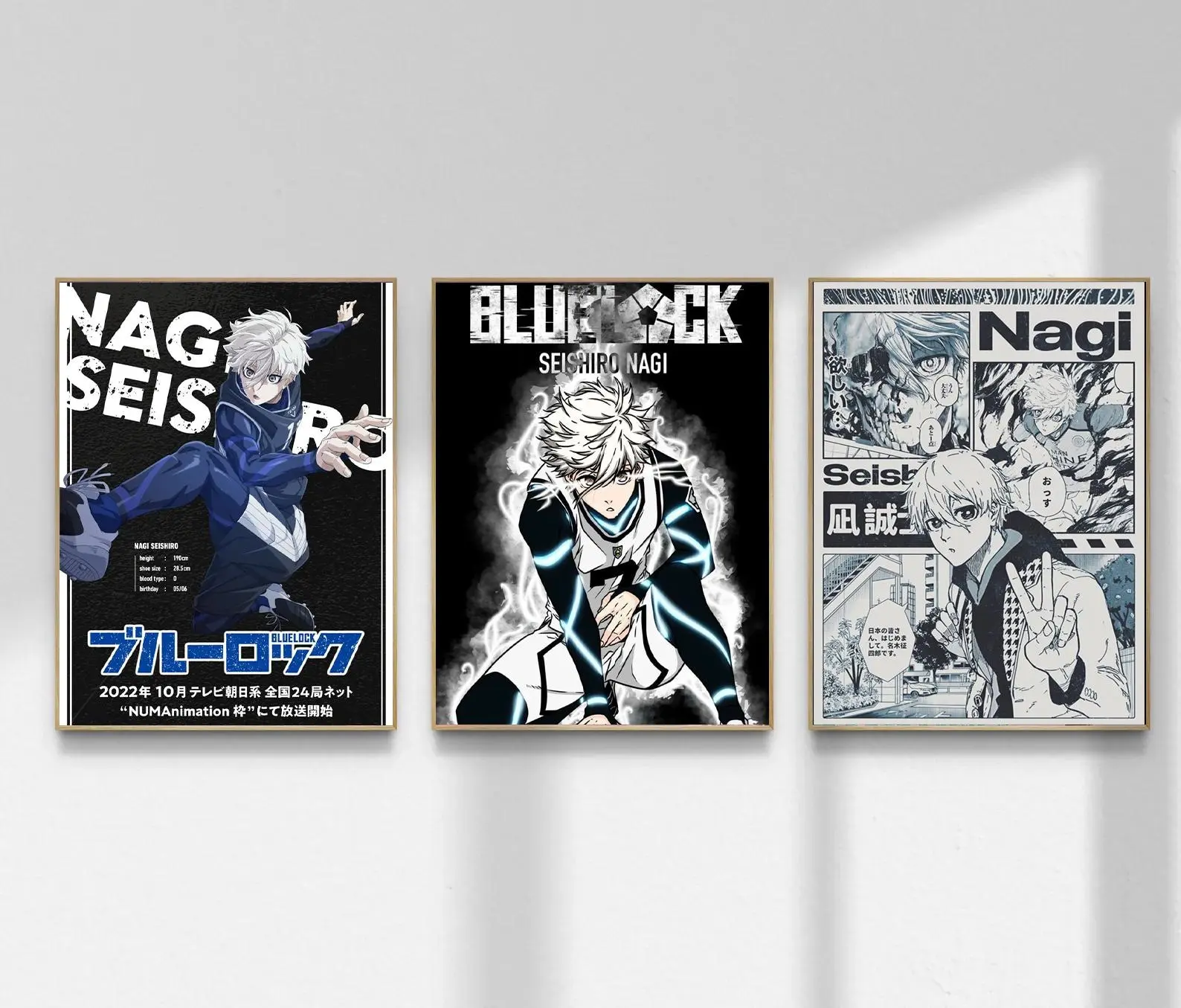Blue Lock Anime Poster, Seishiro Nagi Manga Wall Art, Football Print Decoration, Soccer Fan Room Poster (No Frame Included)