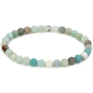 Natural Matt Multicolor Amazonite Gemstone 6mm Round Beads Stretch Bracelet 7" Unisex