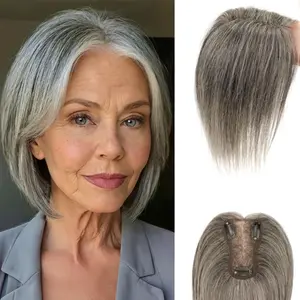 Hair Topper 100% Human Hair – 360° Full Coverage Clip In Hair Topper with Wispy Bangs for Women, Fluffy Natural Look for Thinning Hair, Receding Hairline & Wide Part, Lace Base 8×11cm, Lightweight Daily Wear, 10 Inch | Yetta Beauty