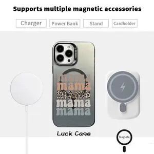 MAMA Pattern Magnetic Phone Case for iPhone17 16 15 14 Pro Max 13 12 11 XR XS Plus Shockproof Drop Protection Durable PC Smartphone Cover Cellphone Protective