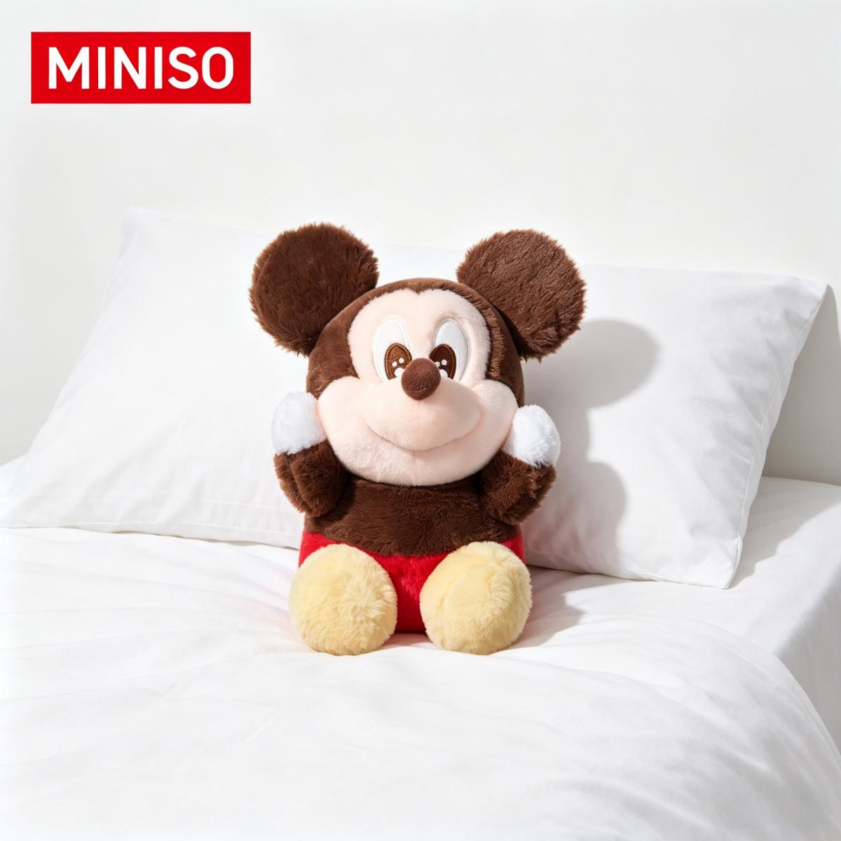 MINISO x Disney Mickey Minnie Plush Toy, Soft Stuffed Doll for Girls, Ideal Birthday Gift, Kawaii Room Decor Collection#Summervibes