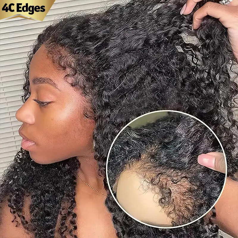 Afro Kinky Curly Wig 13x6 4C Edges Hairline 250% Density HD Lace Frontal Human Hair Wigs With Curly Baby Hair Realistic Hairline #FallFreshness summerwins Natural Fluffy Wigs Hd Transparent Wigs