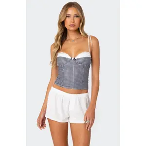 Edikted Women's Peekaboo Lacey Gingham Corset