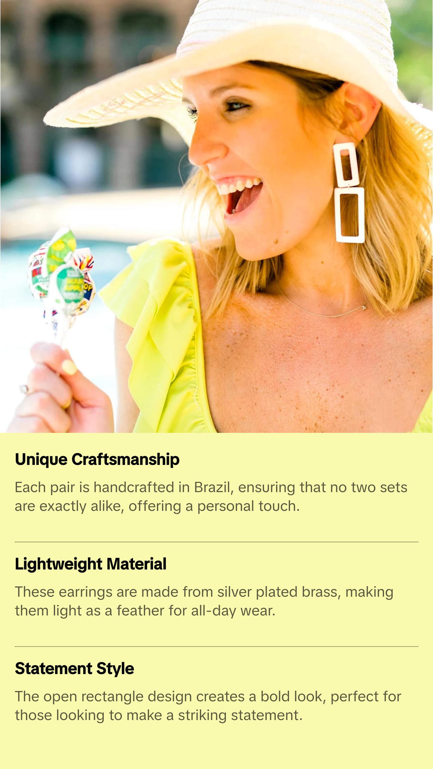 Sheila Fajl Double Open Rectangle Statement Earrings in Silver Plated Sheila Fajl Double Open Rectangle Statement Earrings in Silver Plated