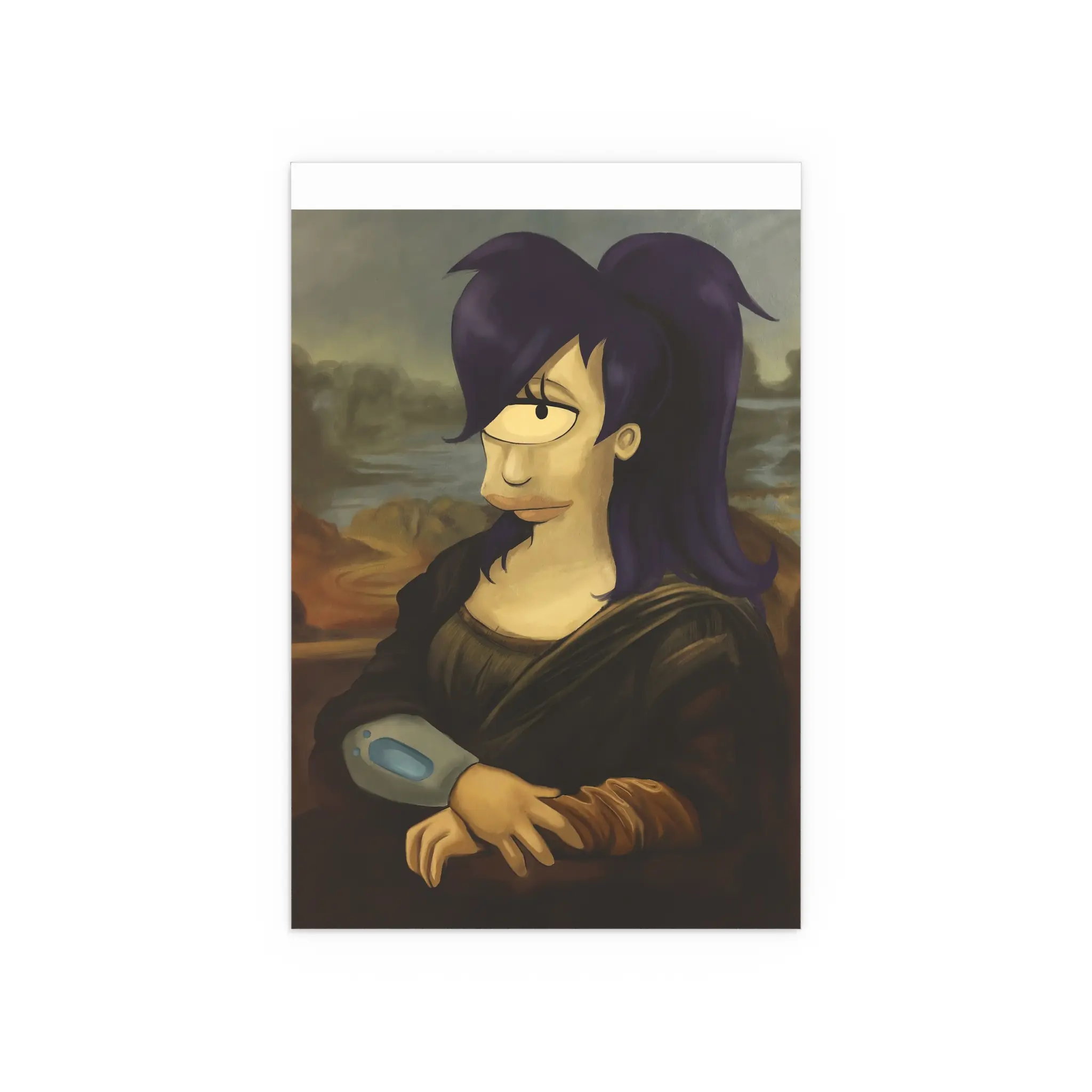 Futurama Mona Lisa The Mona Leela Portrait - Fun Gift for Art Lovers, Indoor & Outdoor Silk Poster, Quirky Wall Art