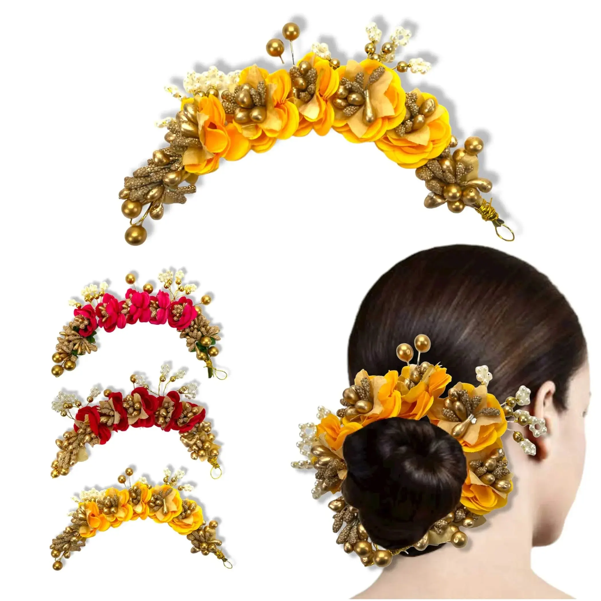 Divine Floral Elegance: Embrace Traditional Beauty with Rose Gajra Hair Accessory for Weddings & Celebrations (Handmade Charm)