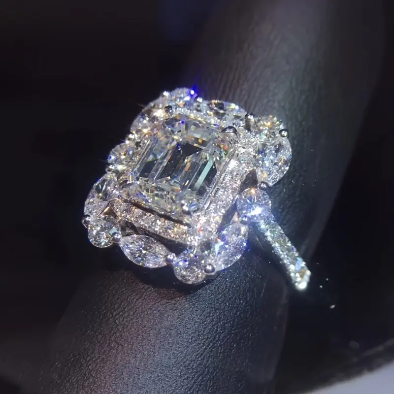 Women's Sparkling Birthstone Halo Ring - Luxury Crystal Engagement Ring with Luxurious Zircon Layers, Bridal Elegance Wedding Band, Anniversary Sparkle Gift for Special Occasions