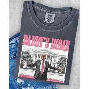 Daddys Home Pink Print Tshirt Sweatshirt, Hoodie, Unisex Casual Trendy Comfortable Cotton Shirt, Comfort Colors IHUKW