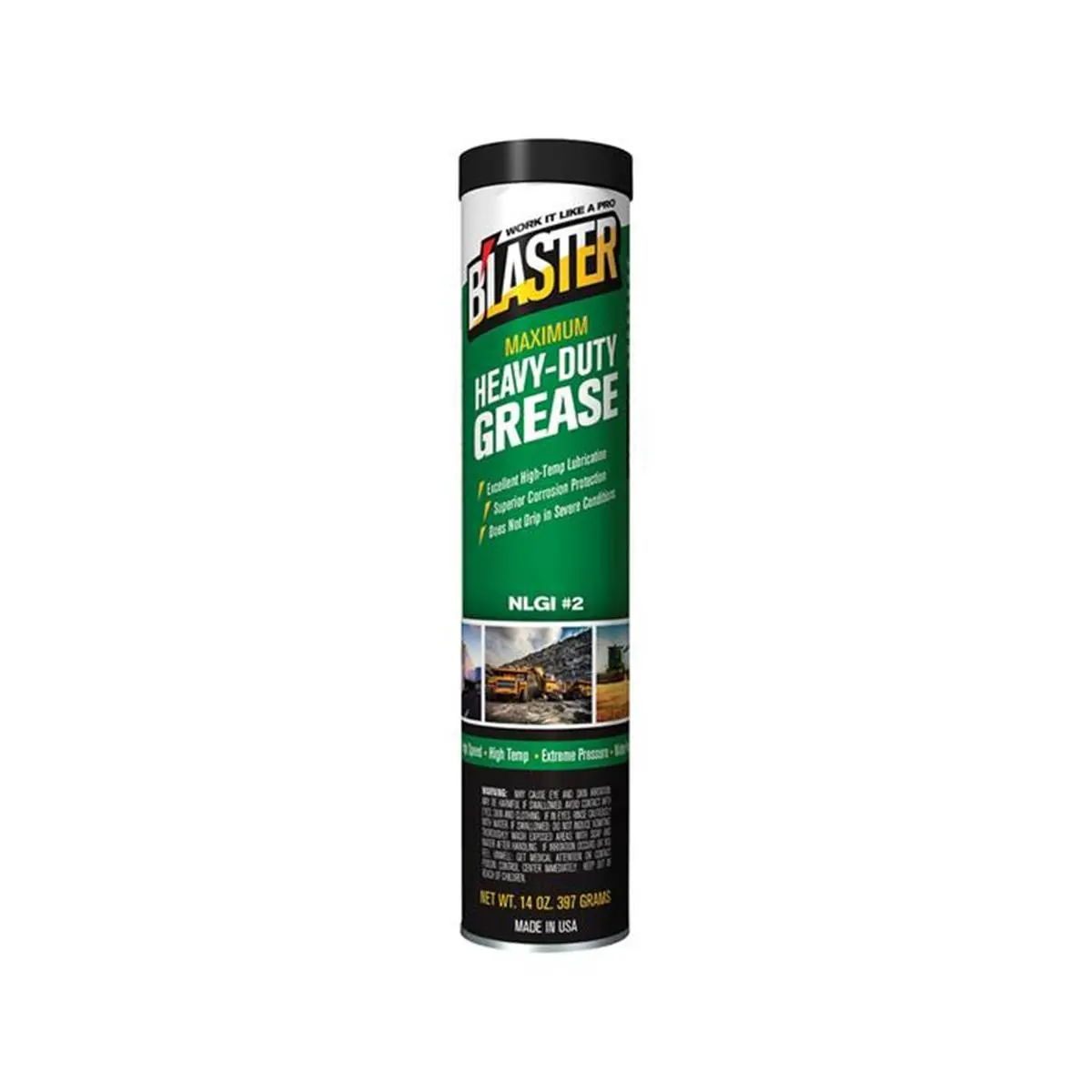 BLASTER Heavy-Duty Grease Chemical, 14 oz, Durable Automotive Grease with Corrosion Protection, for Construction, Mining Equipment & Extreme Press.-High Temp Use