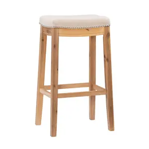 Linon Backless Linen Bar Stool Rustic Upholstery Contemporary Kitchen 32" Beige