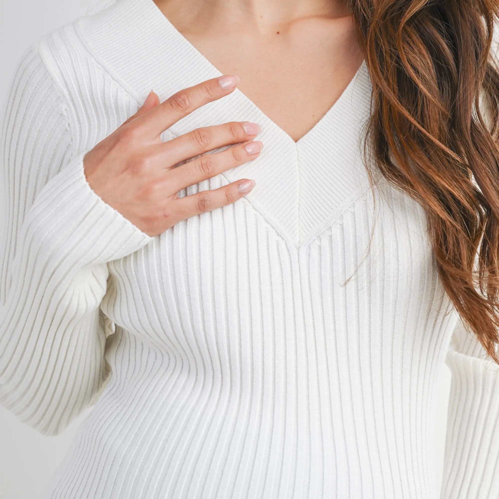 Ivory Maternity V Neck Sweater