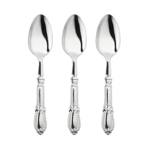 Silver Baroque Disposable Plastic Dinner Spoons