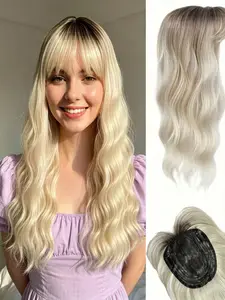 Women's Wavy Hair Piece (with Bangs) | Clip-in Synthetic Hair | Premium Kanekalon Fiber | Adds natural volume to thinning hair, blends seamlessly, and can be styled as desired