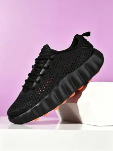 1 Pair Unisex Foot Massage Breathable Sneakers Multi-Color Breathable Mesh Foot Massage Nubs Walking Training/Daily Commute Cushioned Running Shoes - Tech-Enhanced Fabric Rubber Sole, Breathable, Cushioned Comfort, Anti-Slip&Wear-Resistant