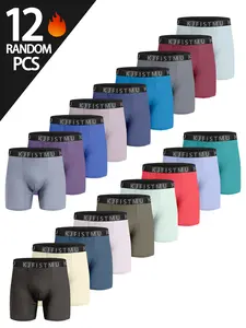 12-Piece Solid Color KJFISTMU Men's Boxer Briefs Set Soft and Comfortable, Tag-Free Design Ideal for Sports with Minimalist Style Lightweight and Breathable for Zero Restriction Mix and Match Multiple Colors for Freedom Men's Underwear Set