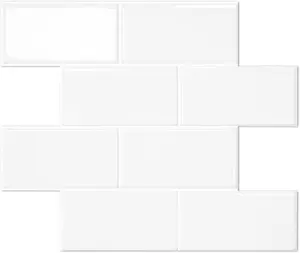 10-Sheet Thicker Design Peel and Stick Subway Tile, Stick on Tiles Backsplash for Kitchen & Bathroom in White