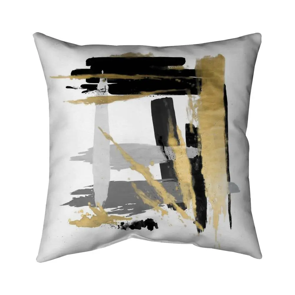 360 Stand 5542-2020-AB114-1 20x20 in. Gold Brush Strokes Minimalist Outdoor Throw Pillow - Polyester Print, UV-Resistant Textile Cushion, Patio Home Decor, Cushions For Outdoor Chairs, Durable Cushions