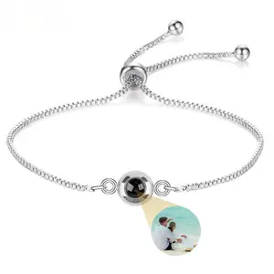 Customized photo bracelet, personalized projection bracelet, contains photo, "I love you" in 100 languages bracelet